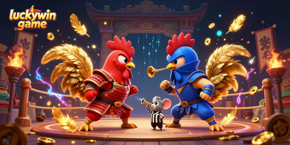 Experience the thrill of luckywin game with epic rooster fighters in a colorful arena.