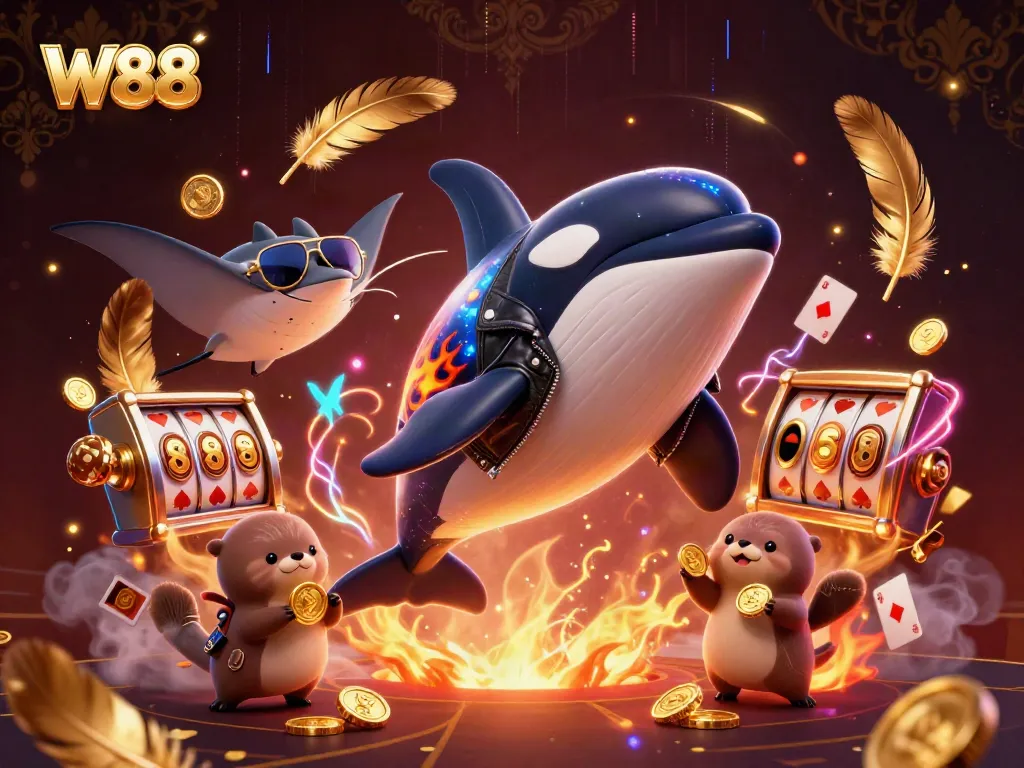 W88 offers players thrilling experiences while enjoying their favorite games surrounded by vibrant casino elements.