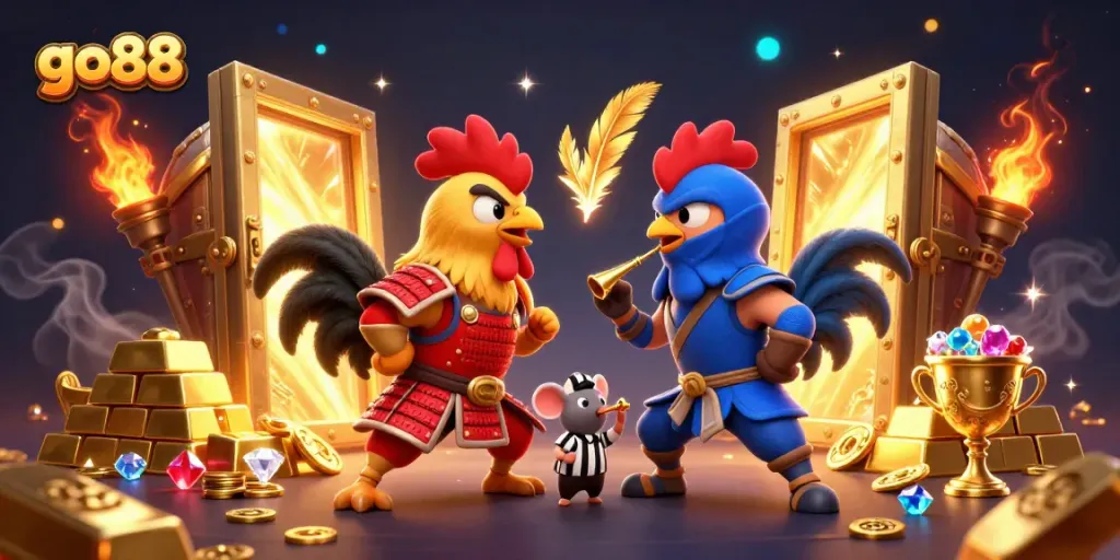 Experience the thrilling standoff of go88 champions in a dynamic casino scene packed with action.