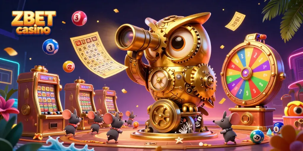 Engage with ZBET casino's vibrant slot machines and dynamic game elements in this thrilling illustration.