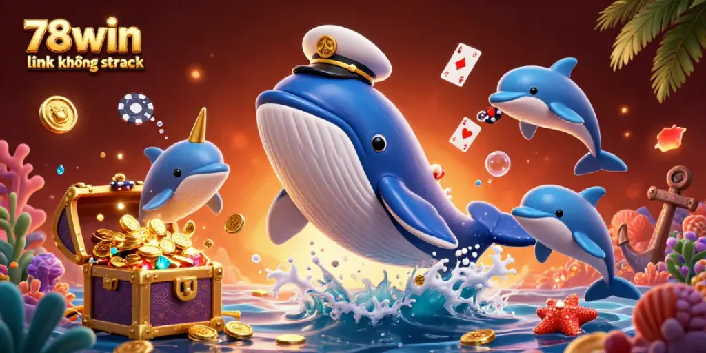 Experience excitement with 78win link không chặn as a whale, narwhal, and dolphins engage in a dazzling sea of casino treasures.