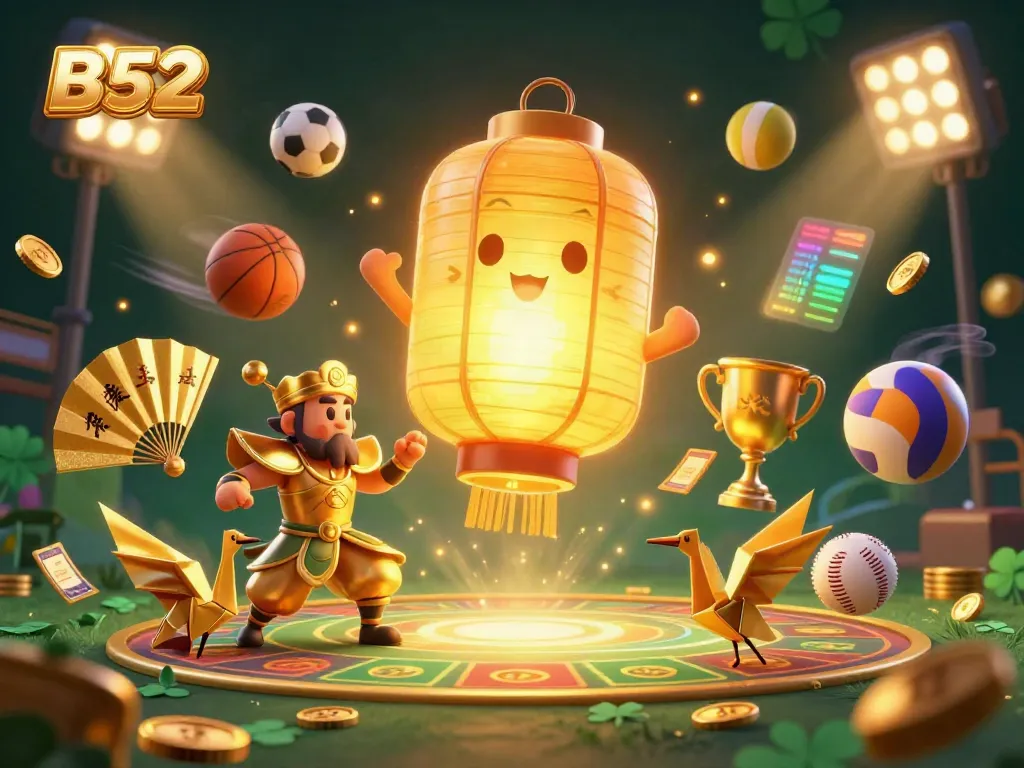 Engage with B52 casino magic featuring golden lantern spirits and sports betting excitement.
