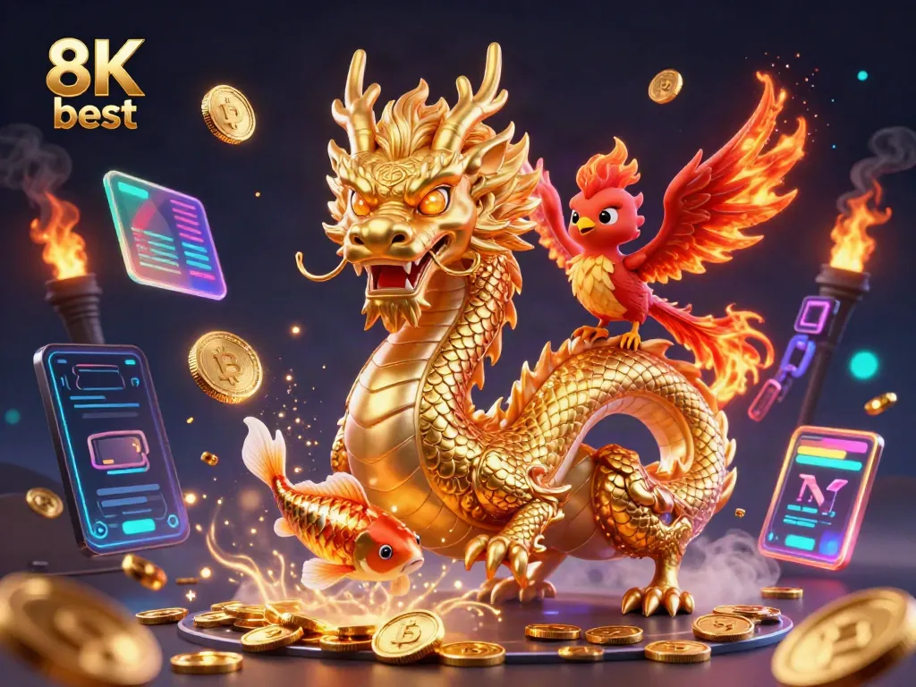 Experience thrilling gameplay with a fierce dragon and phoenix at 8K best casino.