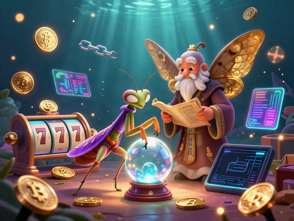 Explore the enchanting world of credit card casinos with a mystical illustration featuring a fortune teller and moth librarian.