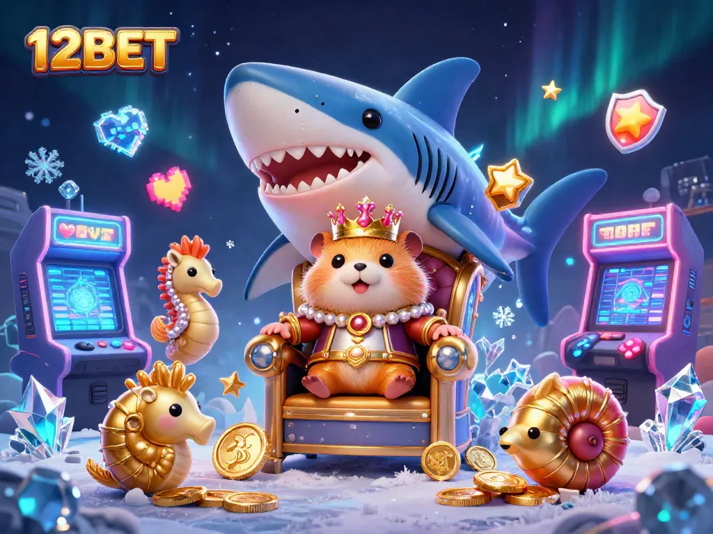 Engage with 12BET's thrilling gaming experience featuring an elaborate 3D cartoon scene.