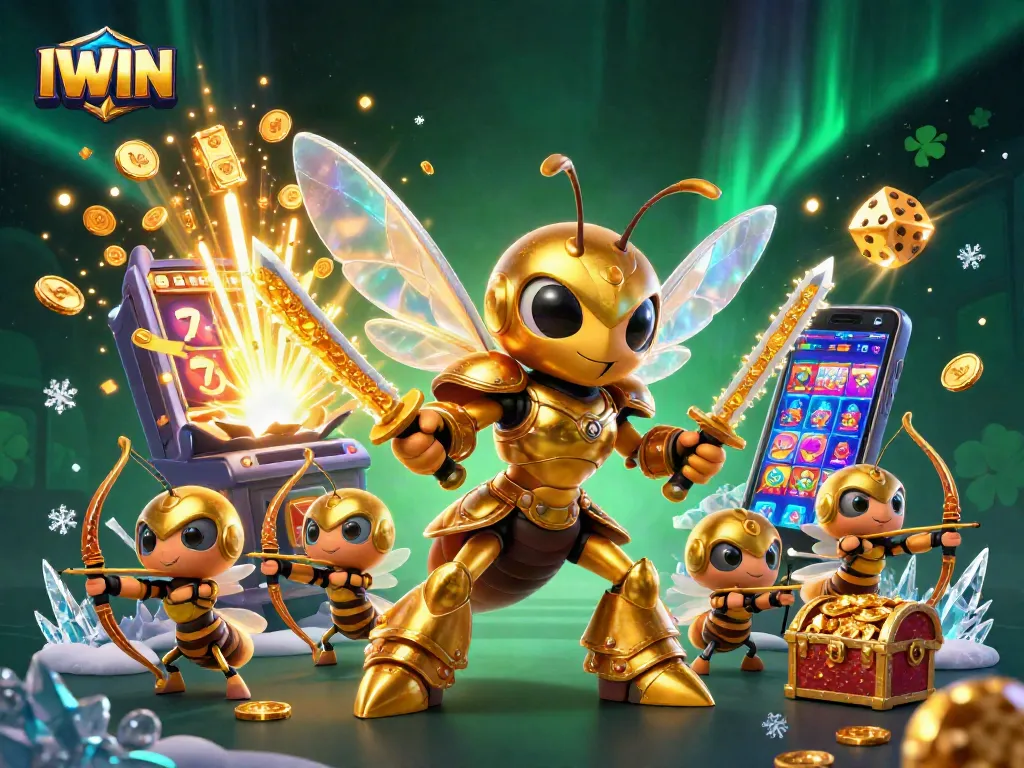 Engage with IWIN in an animated casino scene showcasing vibrant slot machines and colorful characters.